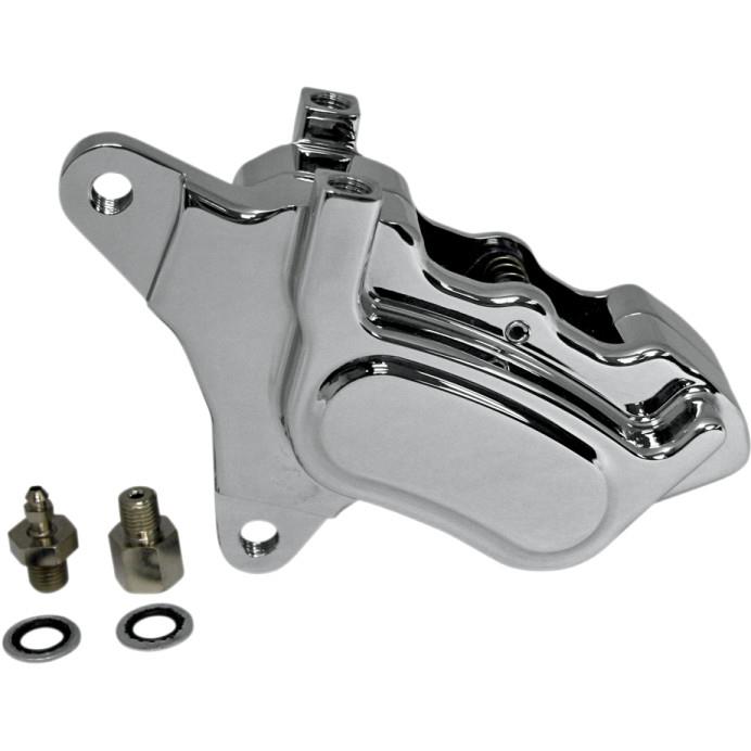 Millenium Series 4-Piston Single Disc Front Brake F-Caliper - Smooth Chrome