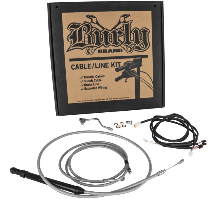 Extended Cable/Brake Line Kit for 16in. Ape Handlebar - Stainless Steel