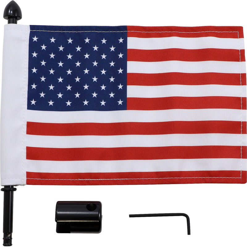 Square Sissy Bar Pack Flag Mount with Flag - 5/8in. Bar - 6in. x 9in. Flag