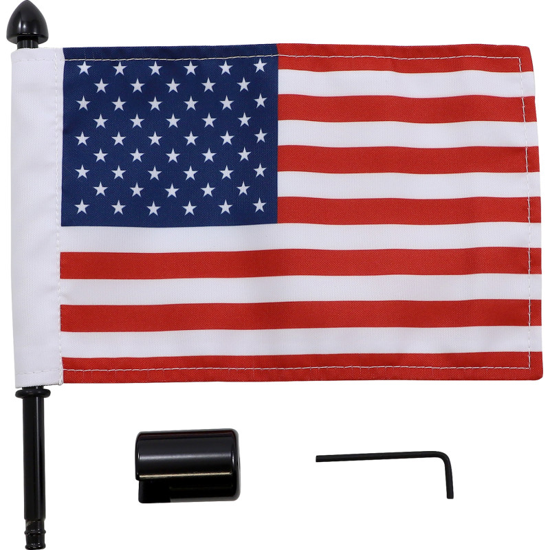 Side Mount Sissy Bar Flag Mount with Flag - 1/2in. Bar - 6in x 9in. Flag