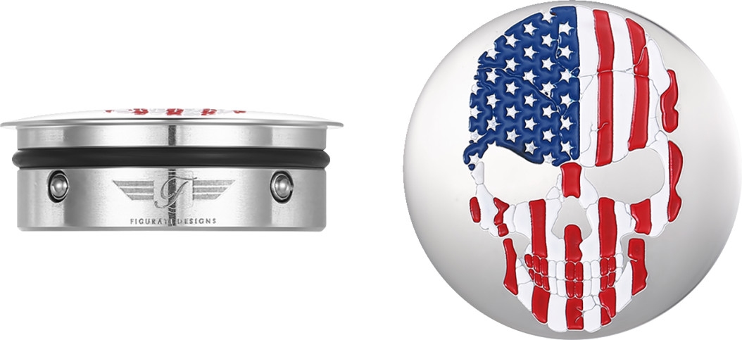 Swingarm Pivot Cover - Stainless Steel with American Flag Skull