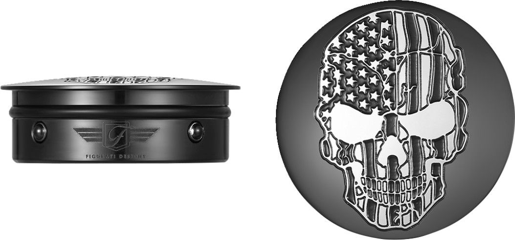 Swingarm Pivot Cover - Black with Contrast Cut American Flag Skull