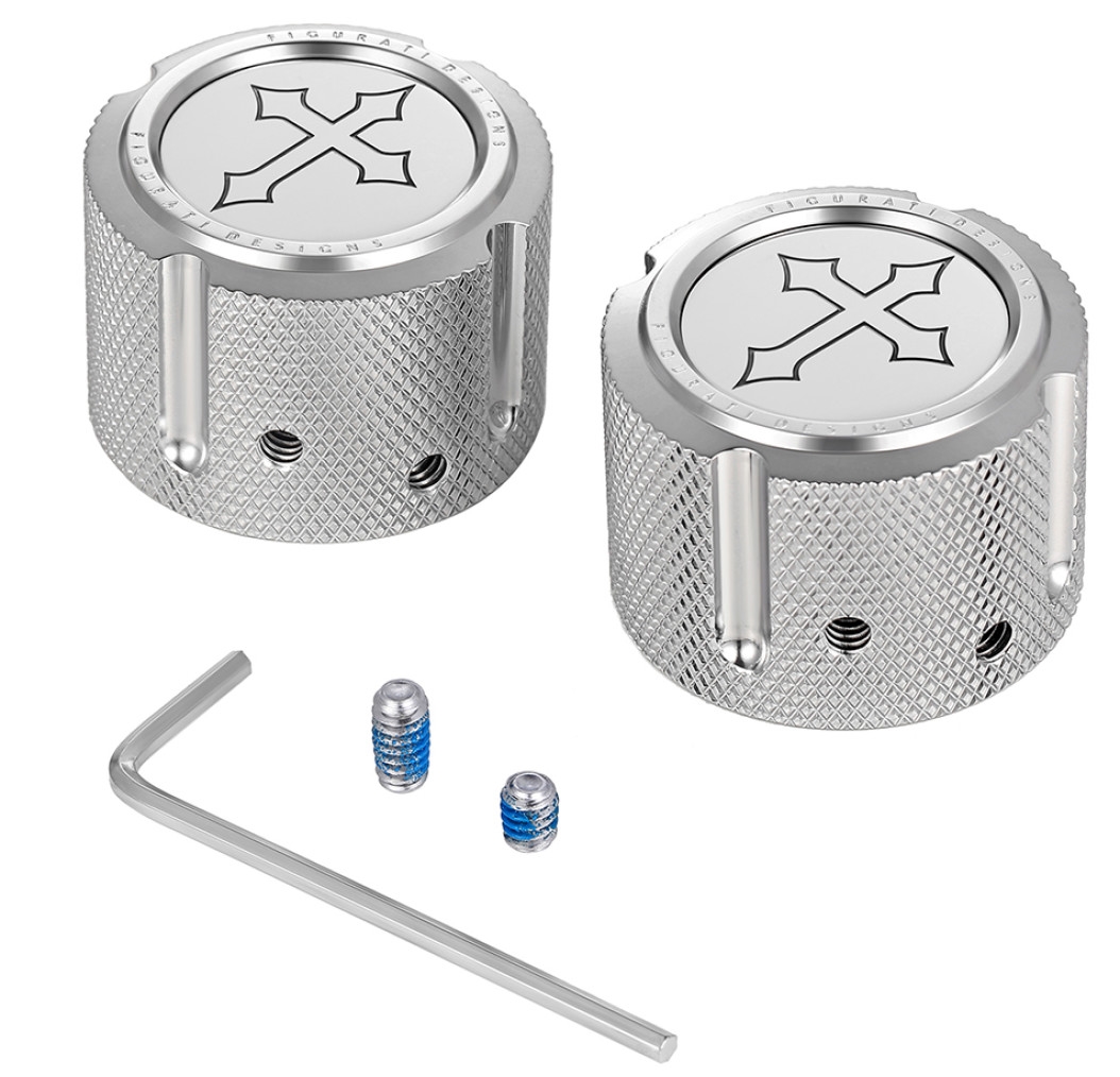 Front Axle Nut Cover - Stainless Steel with Cross