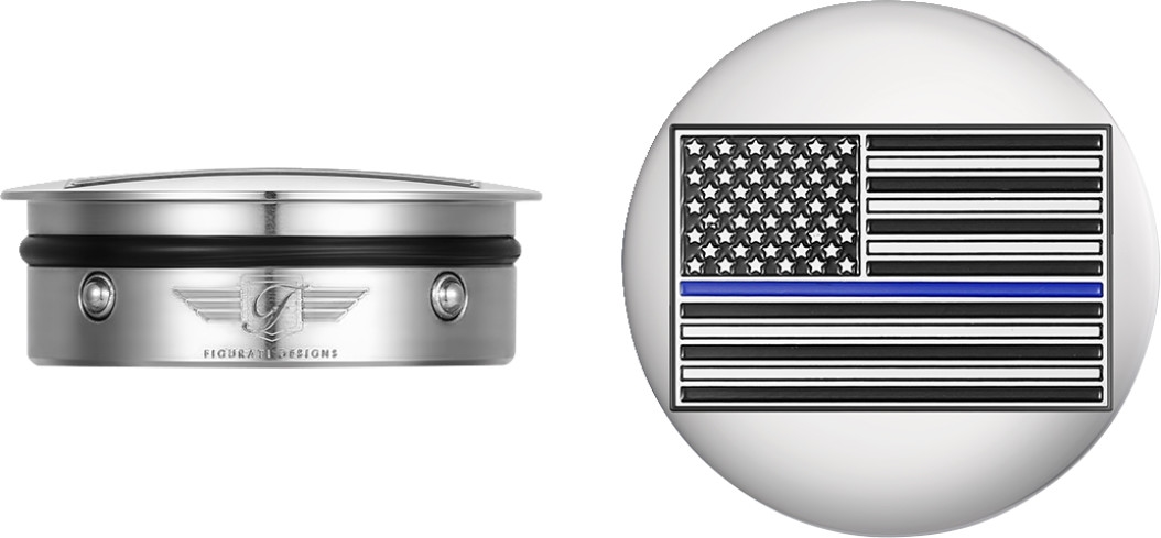 Swingarm Pivot Cover - Stainless Steel with Blue Line flag