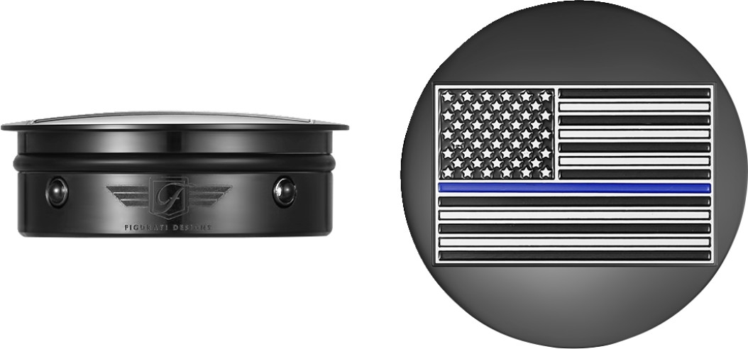 Swingarm Pivot Cover - Black with Blue Line flag
