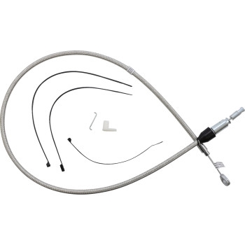 Alternate Length Polished Stainless Quick Connect Braided Upper Clutch Cable - 42in.