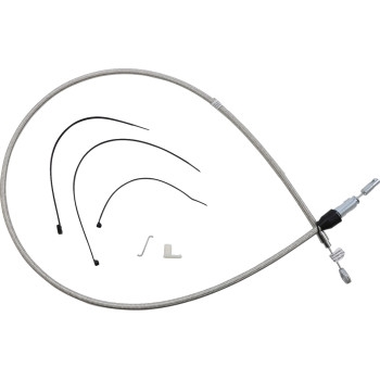 Alternate Length Polished Stainless Quick Connect Braided Upper Clutch Cable - 52in.
