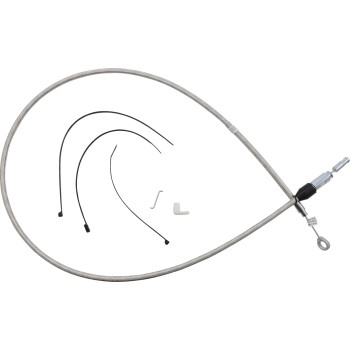 Alternate Length Polished Stainless Quick Connect Braided Upper Clutch Cable - 54in.