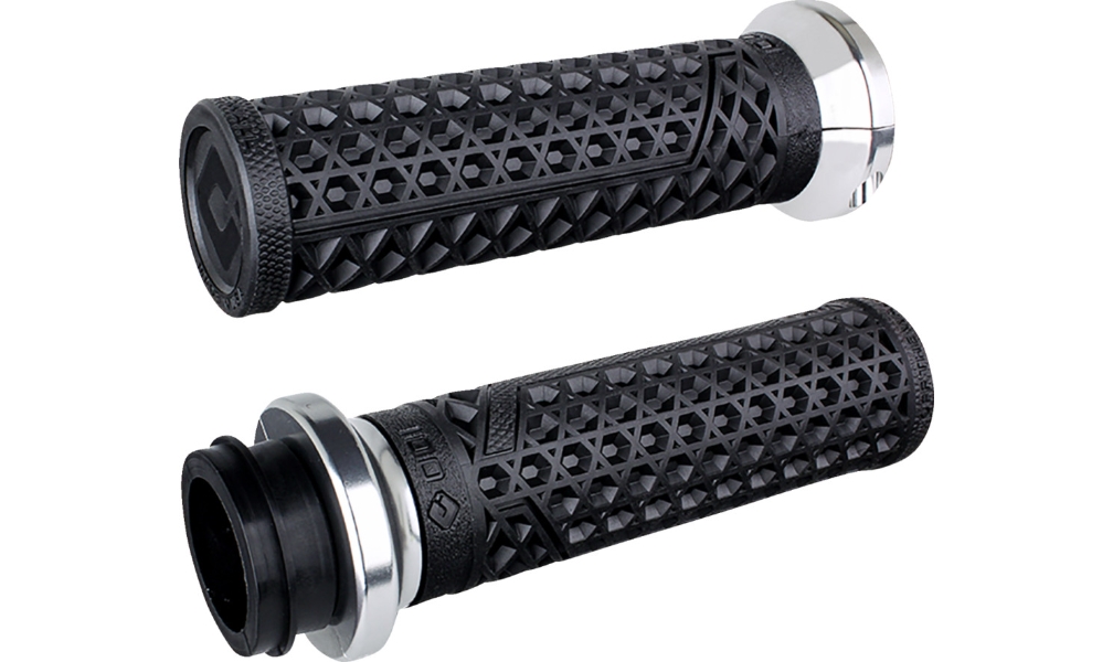 Vans V-Twin TBW Lock-On Grips - Black/Silver