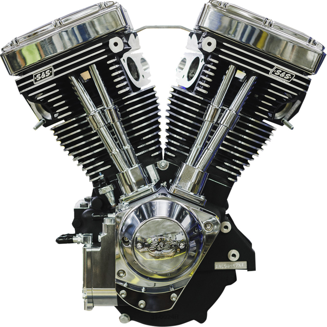 V124 Long Block Engine - Chrome/Wrinkle Black