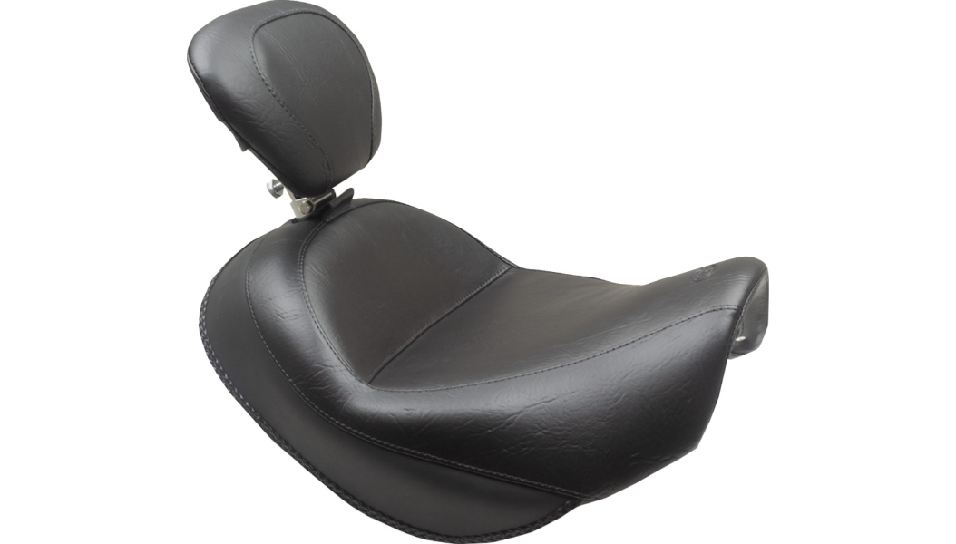 Wide Touring Solo Seat with Driver Backrest - Black