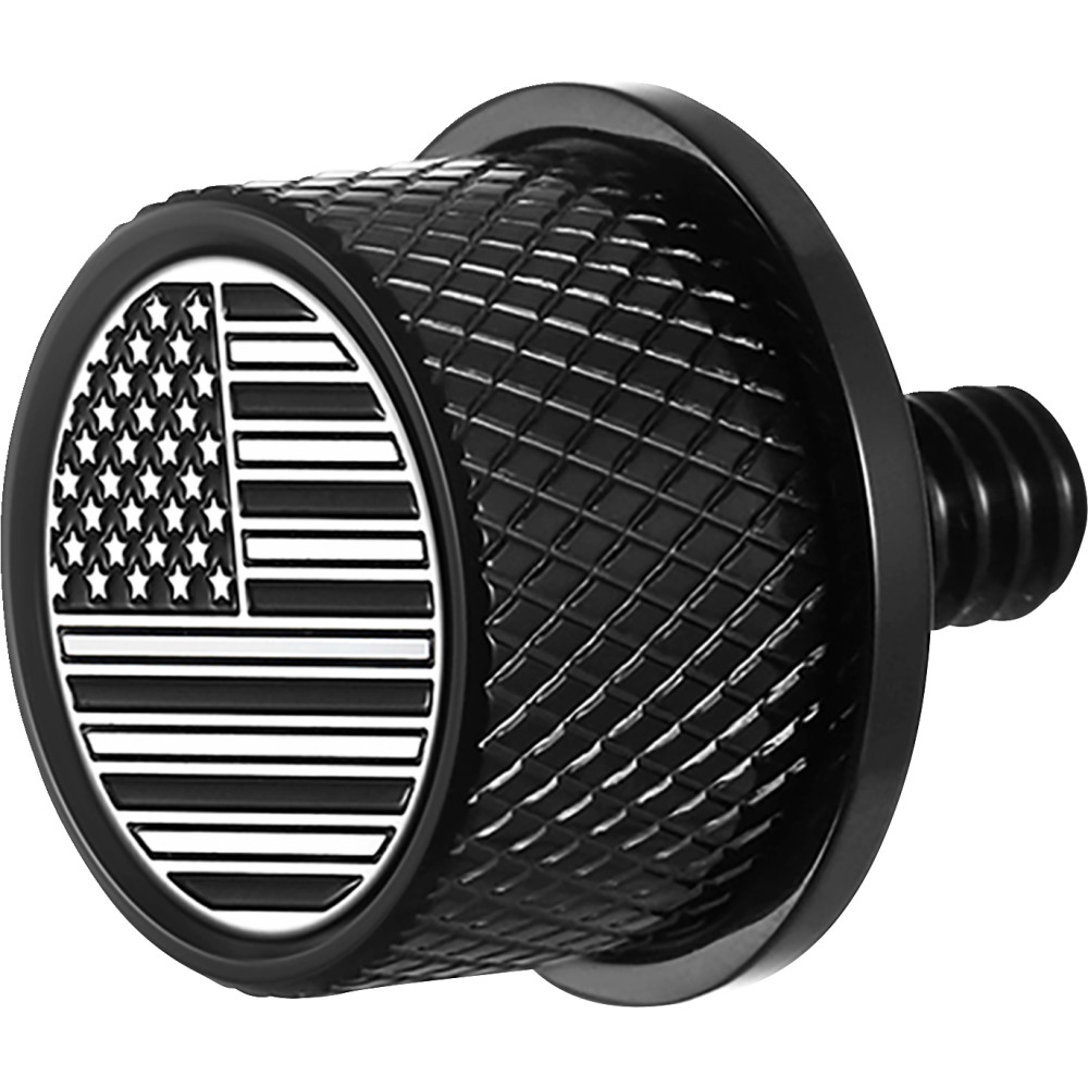 Seat Mounting Knob - Black with Contrast Cut American Flag Skull