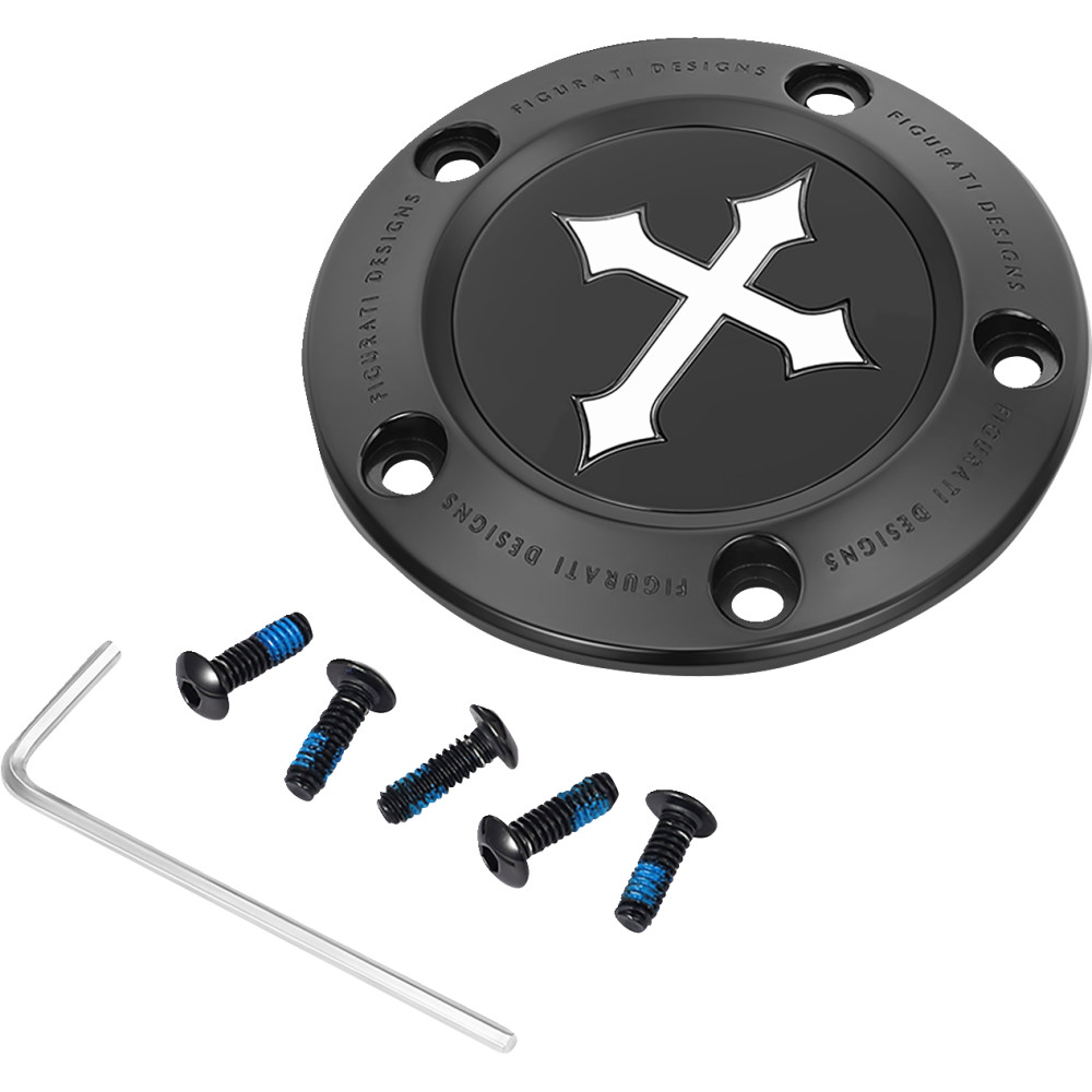 Timing Cover - Black with Cross - 5 Hole