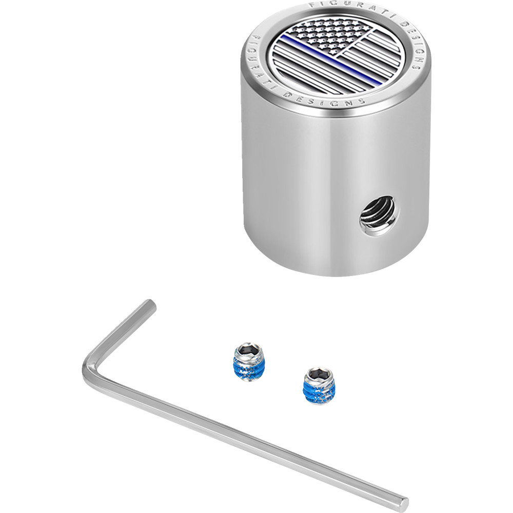 Heel-Toe Shifter Cover - Stainless Steel with Blue Line American Flag Skull