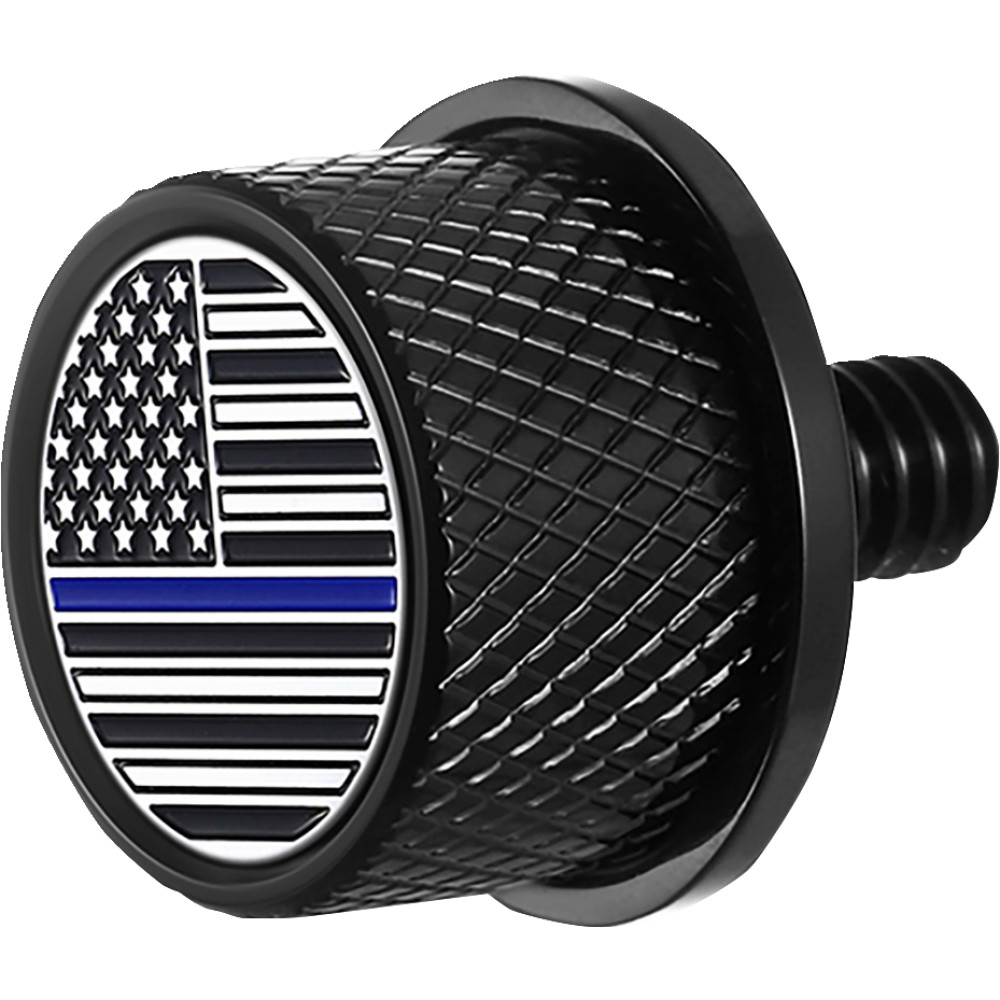Seat Mounting Knob - Black with Blue Line American Flag Skull