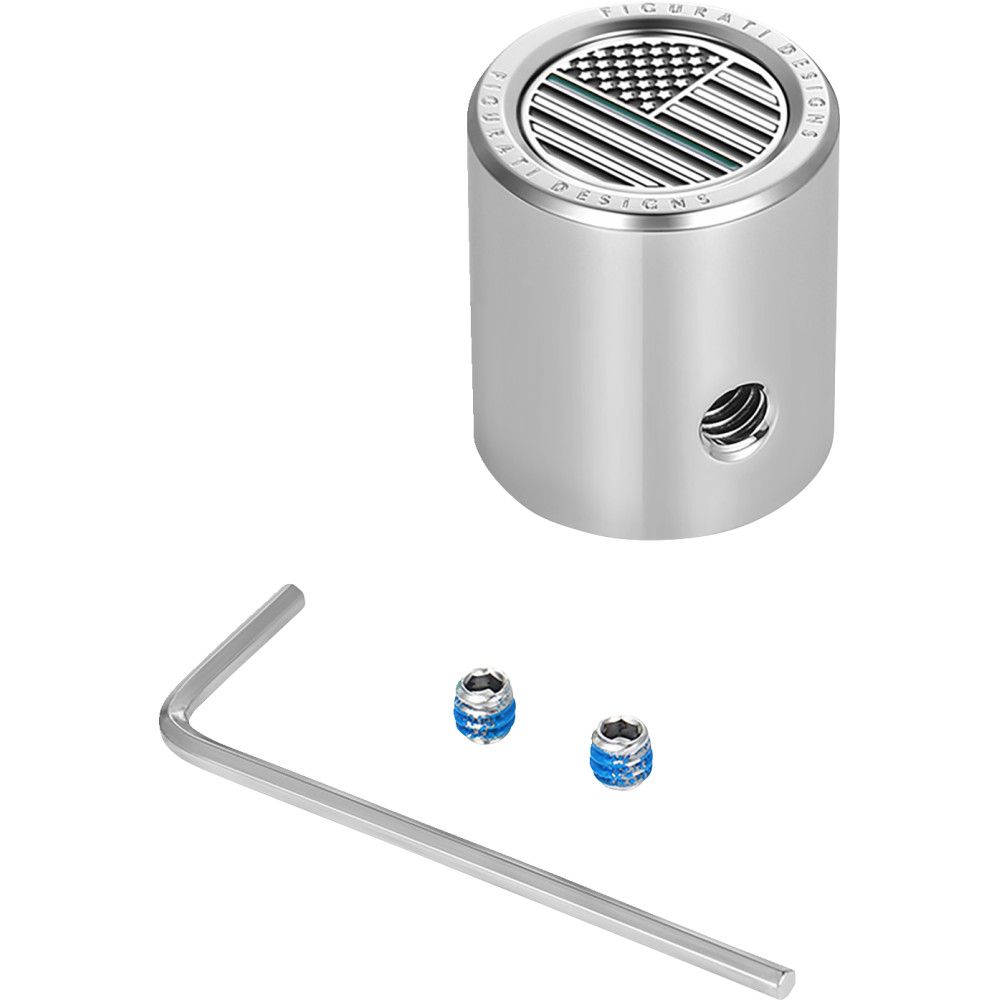 Heel-Toe Shifter Cover - Stainless Steel with Green Line American Flag Skull