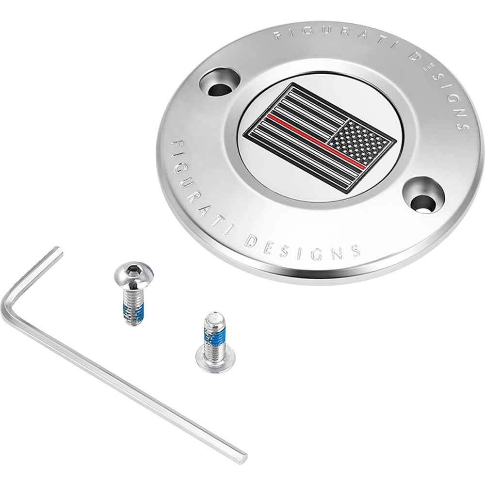 Timing Cover - Stainless Steel with Red Line American Flag - 2 Hole