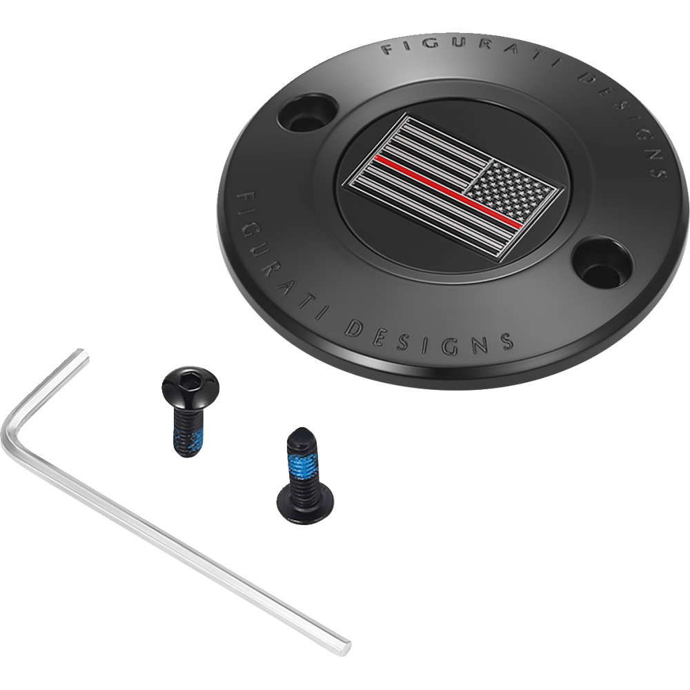 Timing Cover - Black with Red Line American Flag - 2 Hole