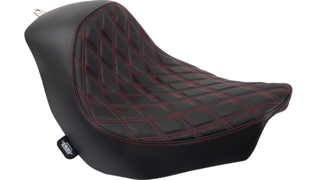 Solo Seat -  Double Diamond - Black with Red Stitching