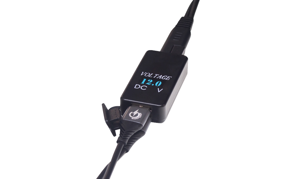 Dual USB Adapter with Digital Voltage Indicator - Black