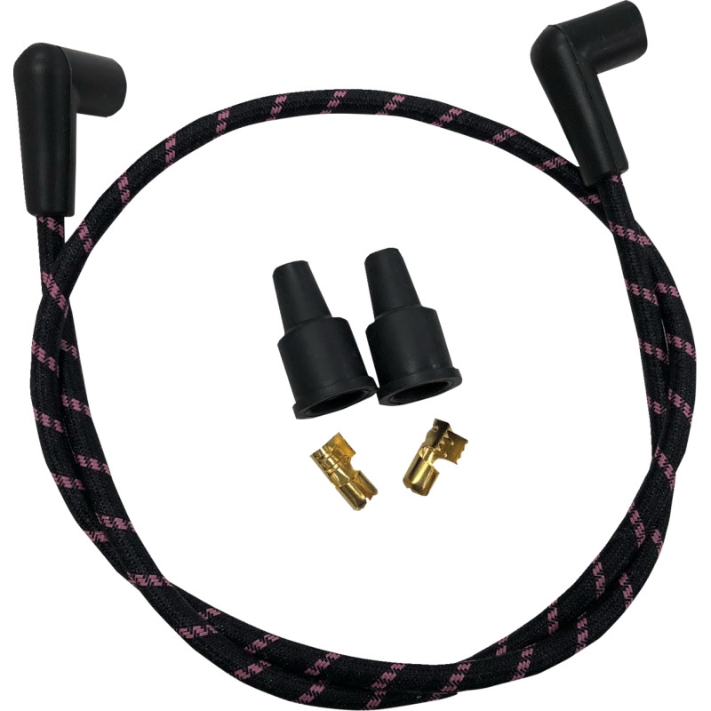 Universal Braided Spark Plug Wires - Black/Pink
