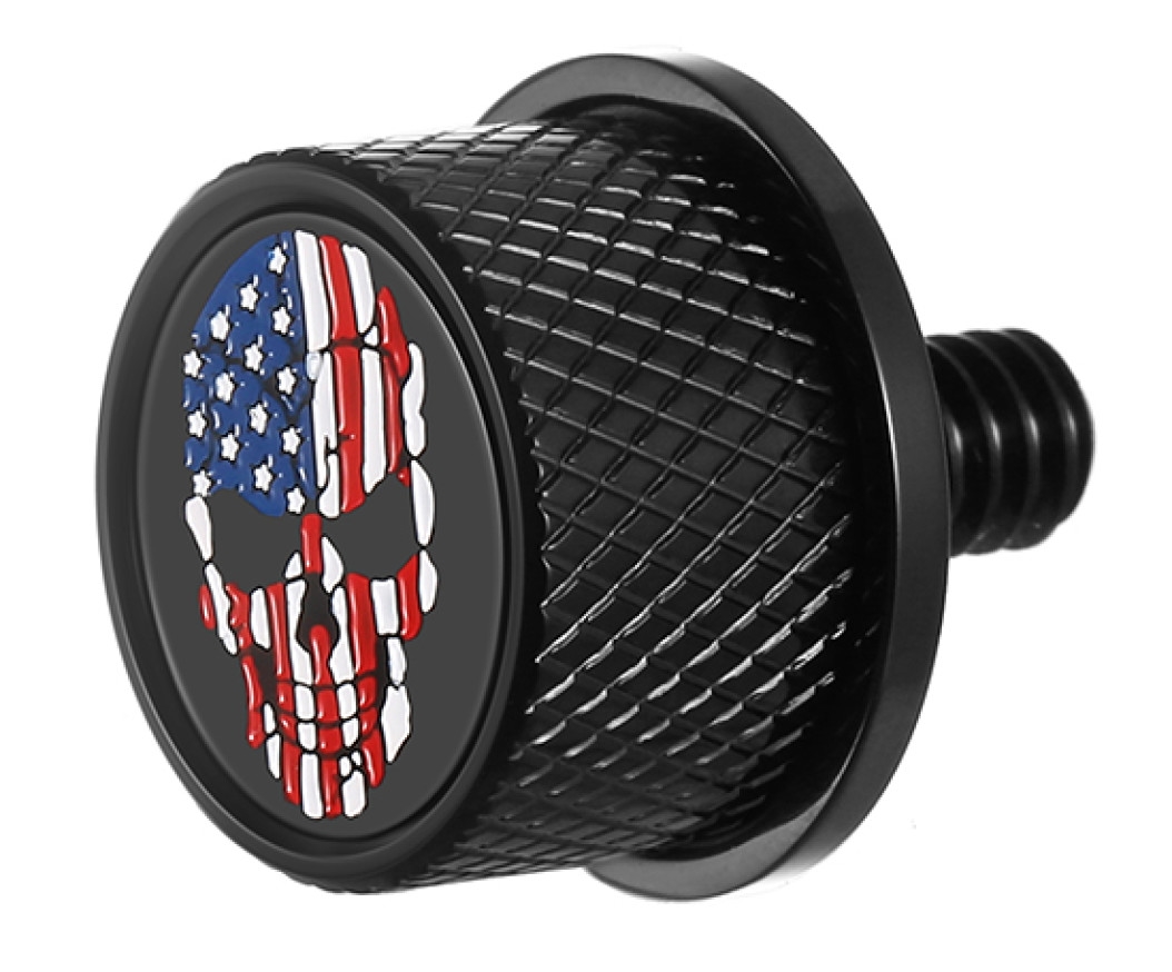 Seat Mounting Knob - Black with American Flag Skull