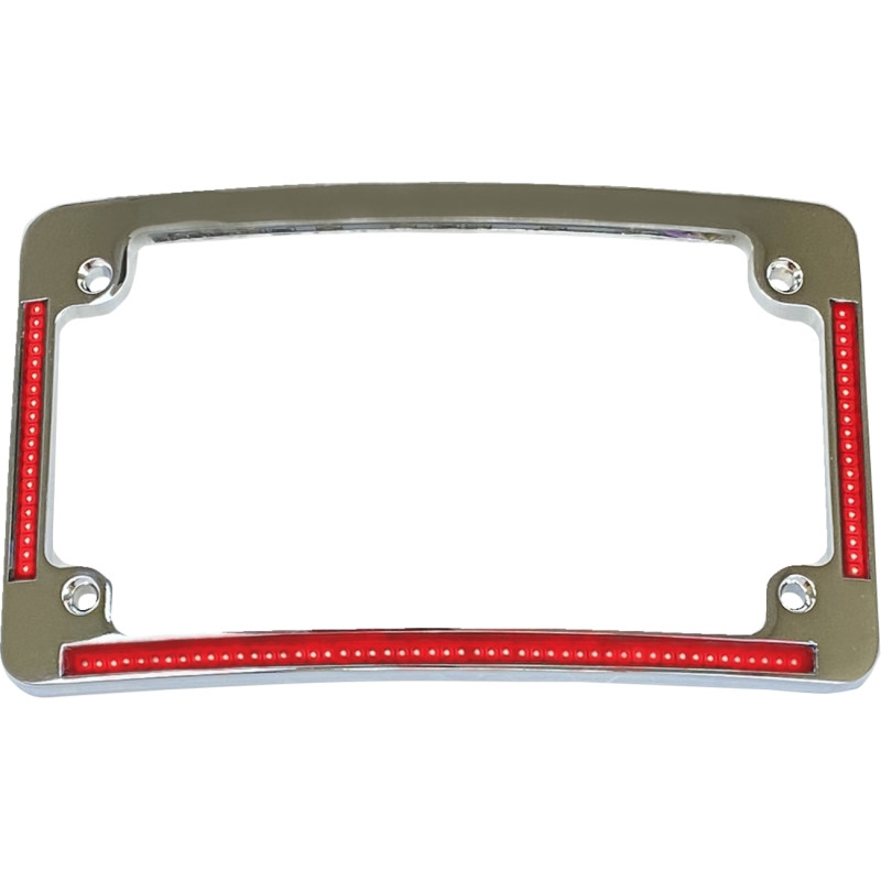Radius License Plate Frame with Red Leds- Chrome