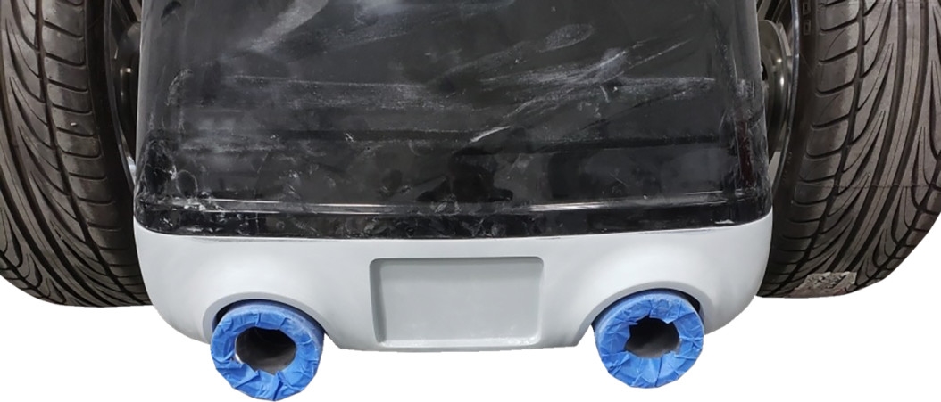 Pro Street Trike Rear Fender Kit with Black License Frame, Dual Exhaust Outlets