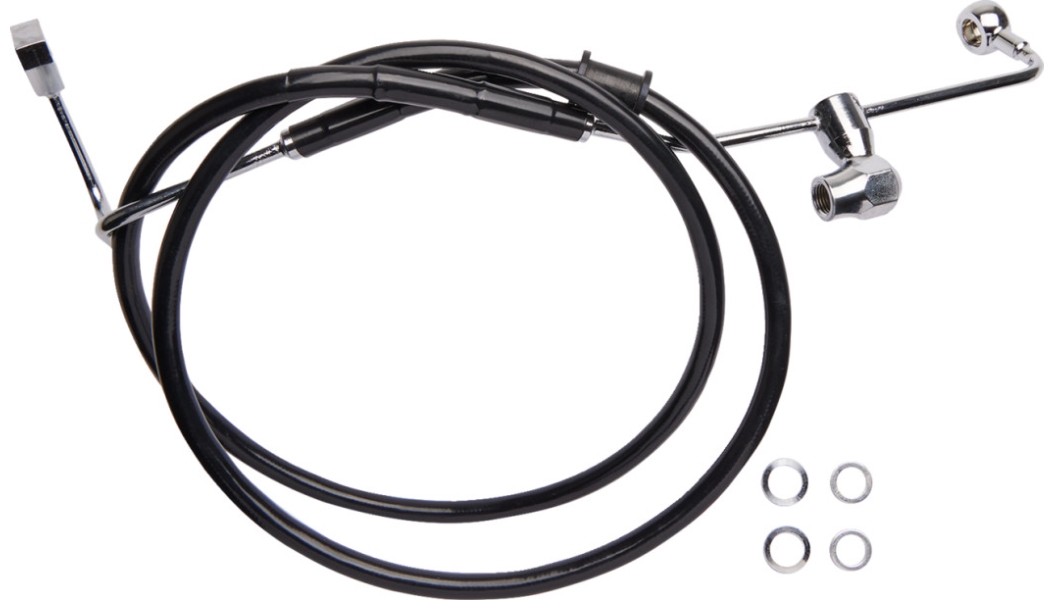 Black Vinyl Coated Standard Length ABS Stainless Steel Rear Brake Line Kit