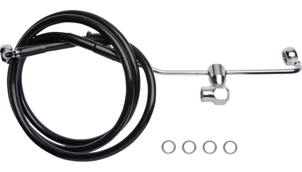 Black Vinyl Coated Standard Length ABS Stainless Steel Rear Brake Line Kit