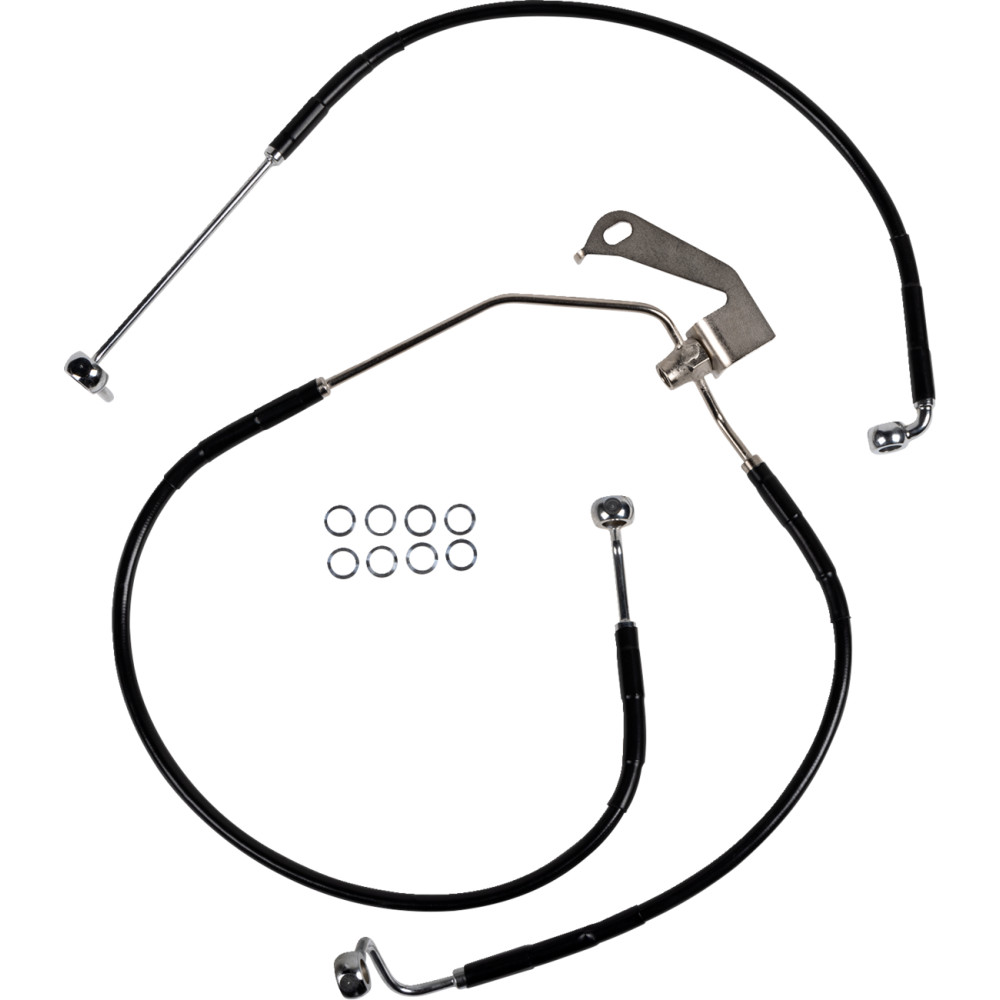 Black Vinyl Coated Standard Length ABS Stainless Steel Rear Brake Line Kit