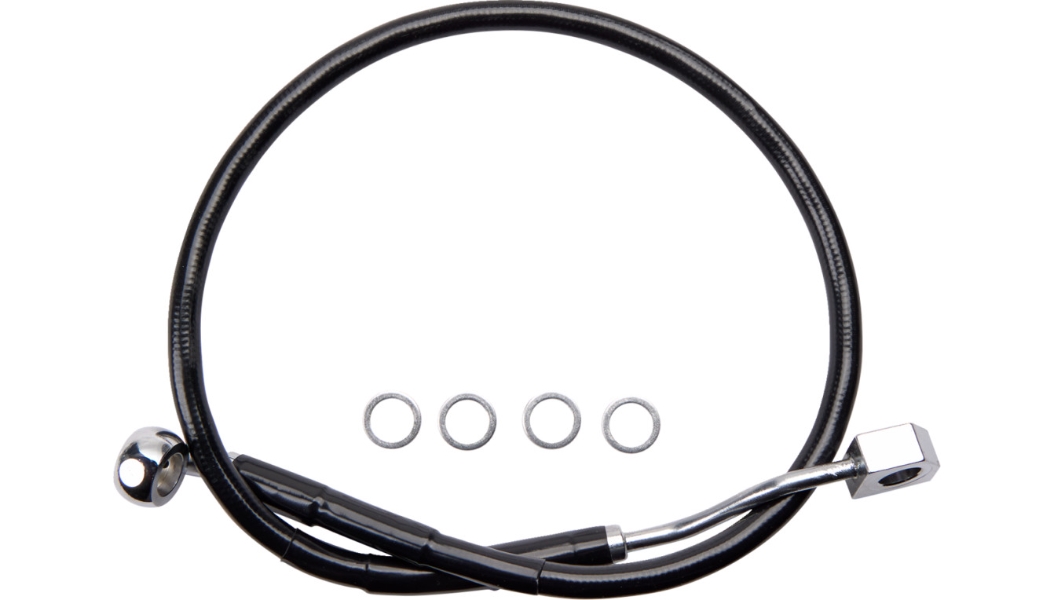 Black Vinyl Coated Standard Length ABS Stainless Steel Rear Brake Line Kit