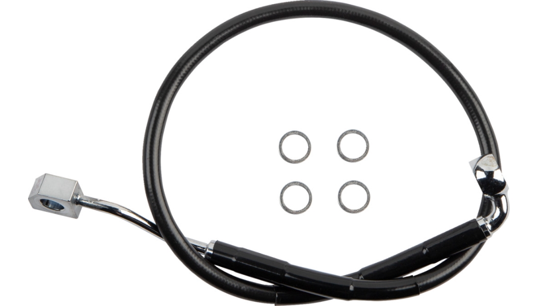 Black Vinyl Coated Standard Length ABS Stainless Steel Rear Brake Line Kit