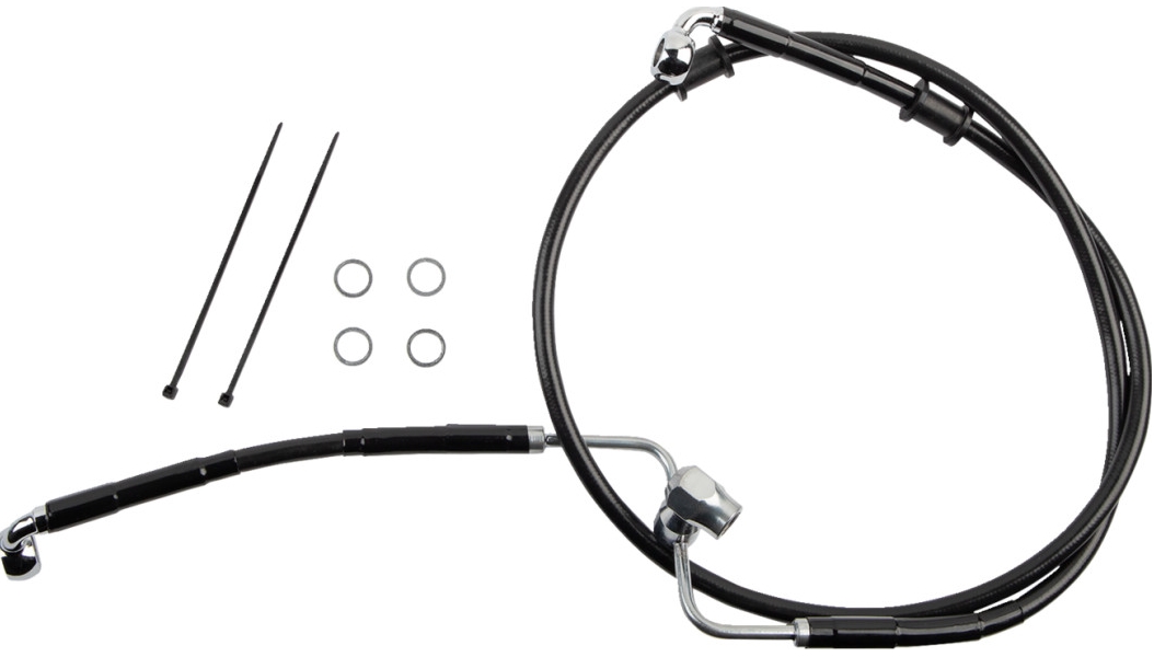 Black Vinyl Coated Standard Length ABS Stainless Steel Rear Brake Line Kit