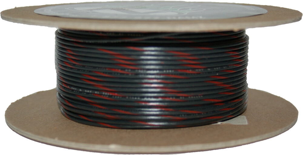 100-Foot OEM Color Wire Spool - 20 Gauge - Black/Red Stripe