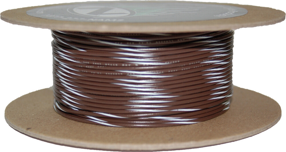 100-Foot OEM Color Wire Spool - 20 Gauge - Brown/White Stripe