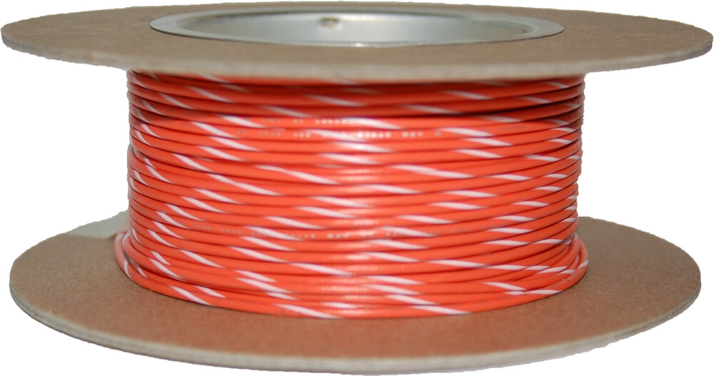 100-Foot OEM Color Wire Spool - 20 Gauge - Orange/White Stripe