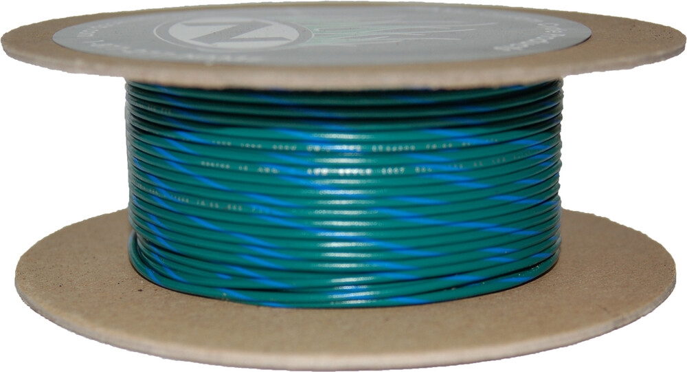100-Foot OEM Color Wire Spool - 20 Gauge - Green/Blue Stripe