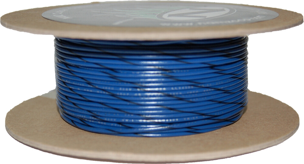 100-Foot OEM Color Wire Spool - 20 Gauge - Blue/Black Stripe