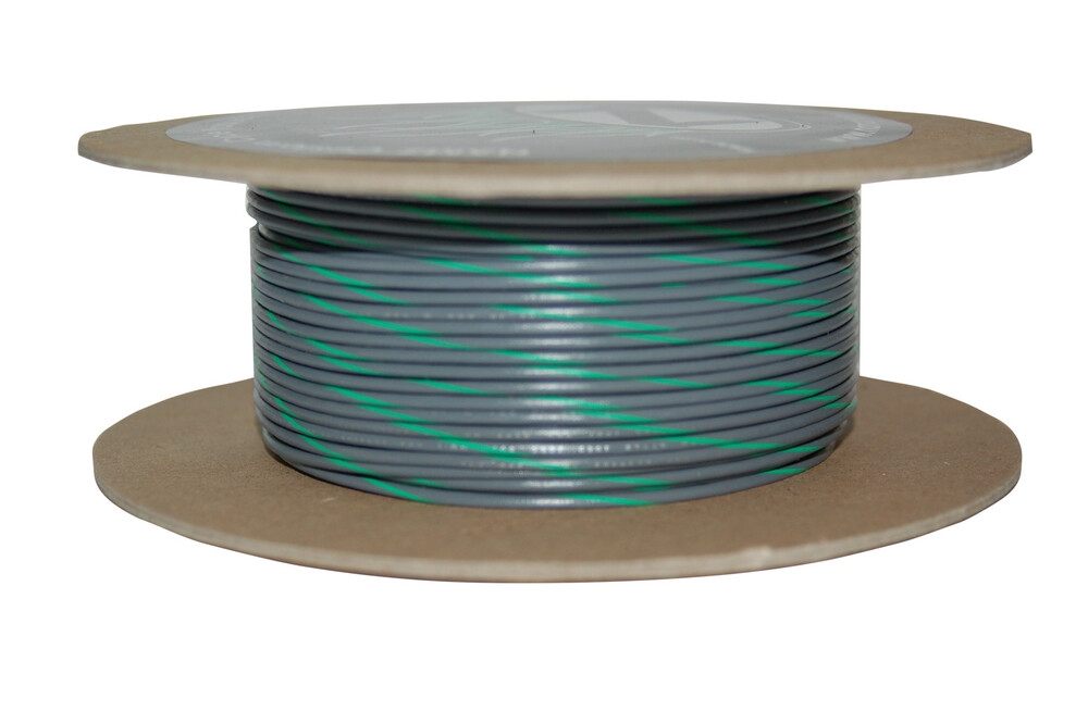 100-Foot OEM Color Wire Spool - 20 Gauge - Gray/Green Stripe