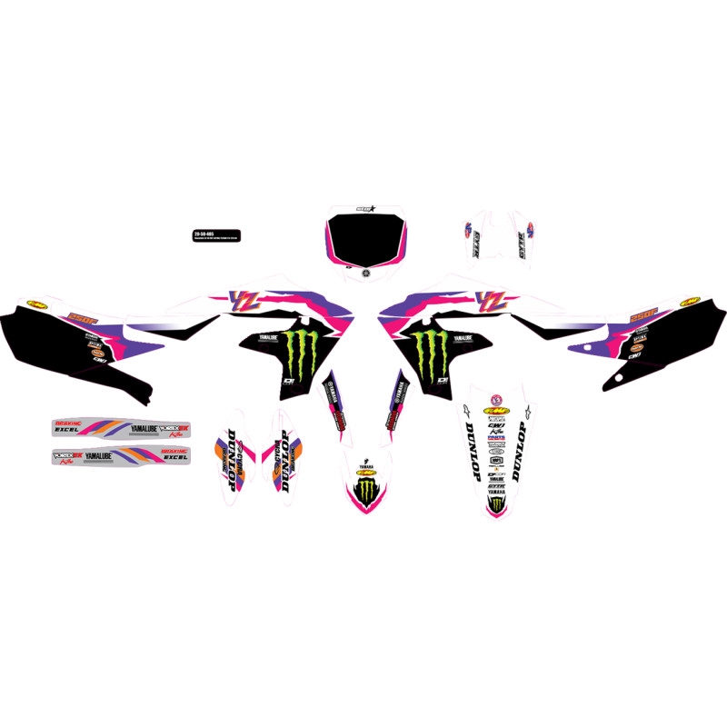 YZ Retro Monster Energy Complete Graphics Kit - White Background