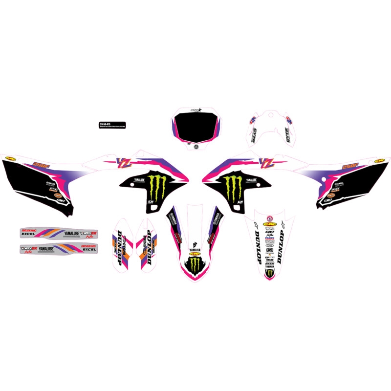 YZ Retro Monster Energy Complete Graphics Kit - Black Background