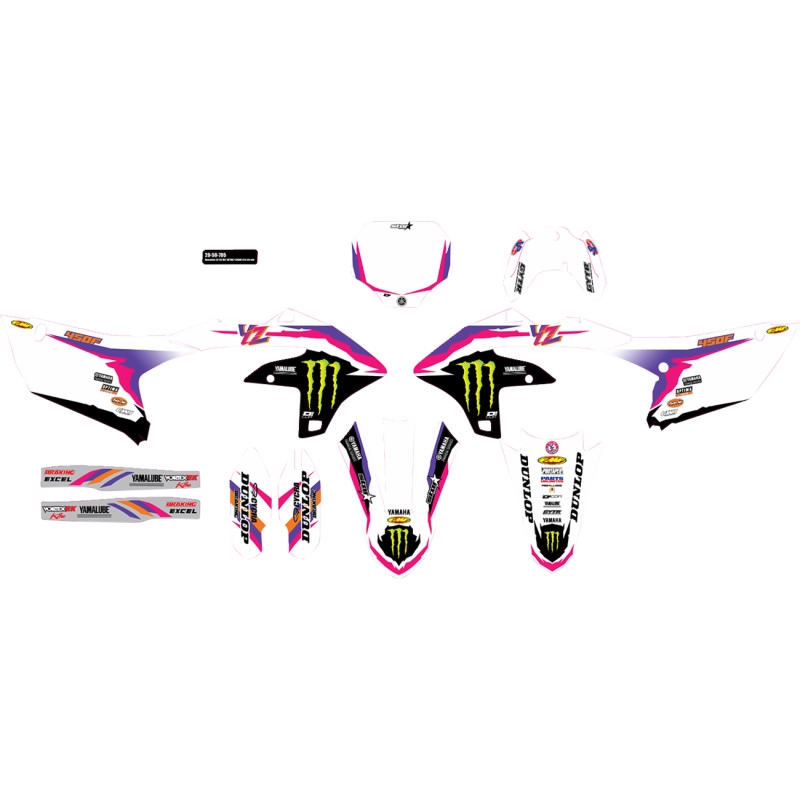 YZ Retro Monster Energy Complete Graphics Kit - White Background