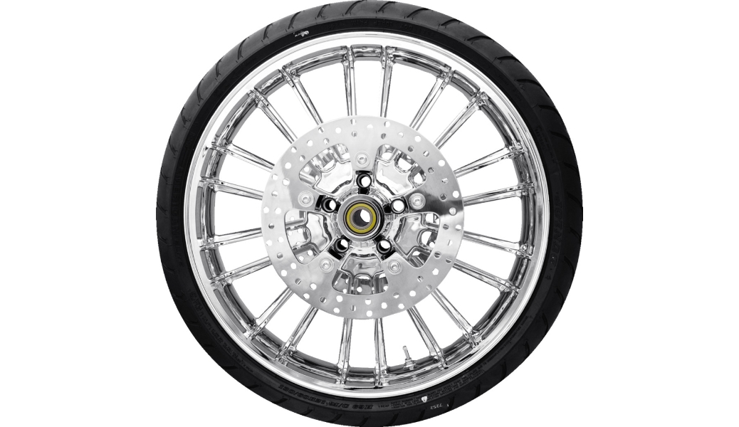 Precision Cast Atlantic 3D Front Wheel Dunlop Tire and Rotor - 21in. x 3.5in. - Chrome