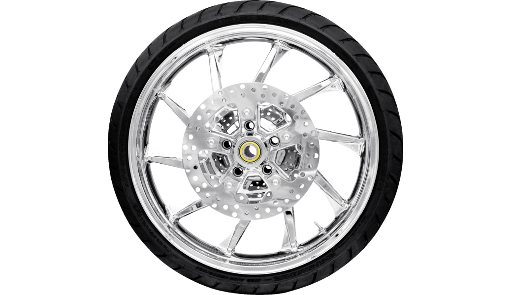 Precision Cast Hurricane 3D Front Wheel Dunlop Tire and Rotor - 21in. x 3.5in. - Chrome