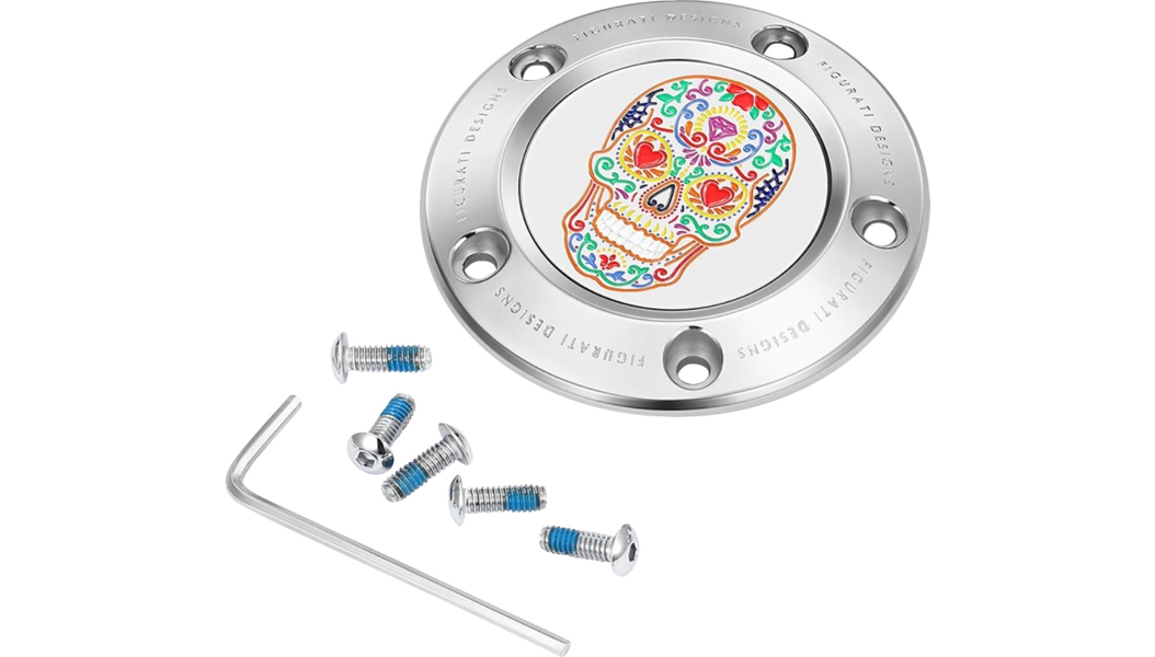 Timing Cover - Stainless Steel with Sugar Skull - 5 Hole
