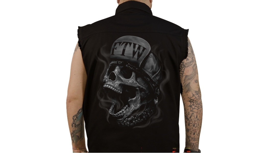 FTW Skull Sleeveless Button Down Shirt