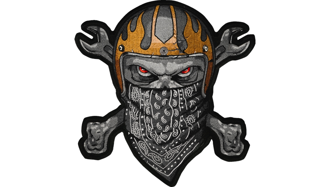 Embroidered Bandana Skull Patch - 11in. W x 11.5in. L