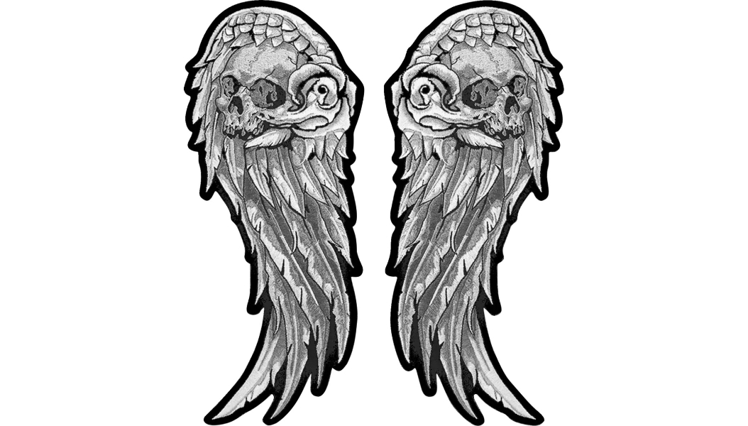 Skull Wing Set Embroidered Patch - 5.25in. W x 11.50in. L