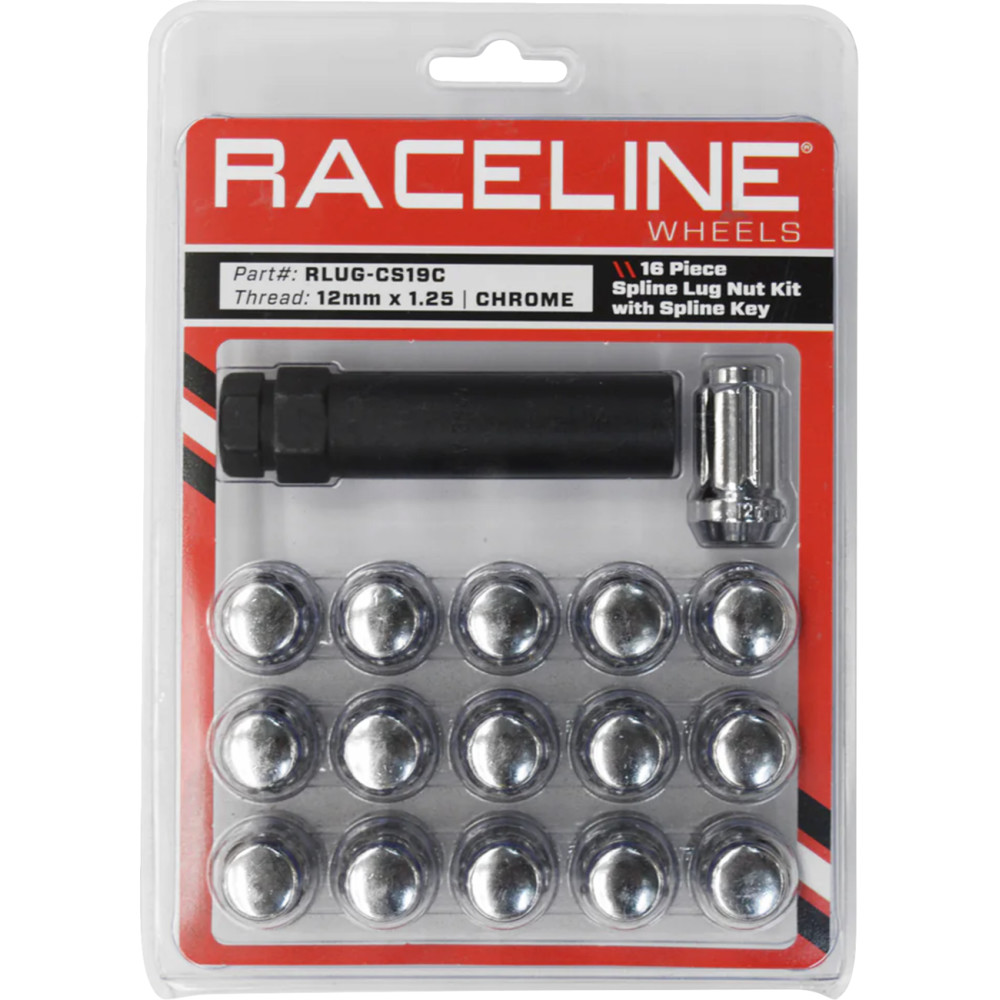 Spline Lug Nut Kit with Spline Key - 12mm x 1.25 - Chrome